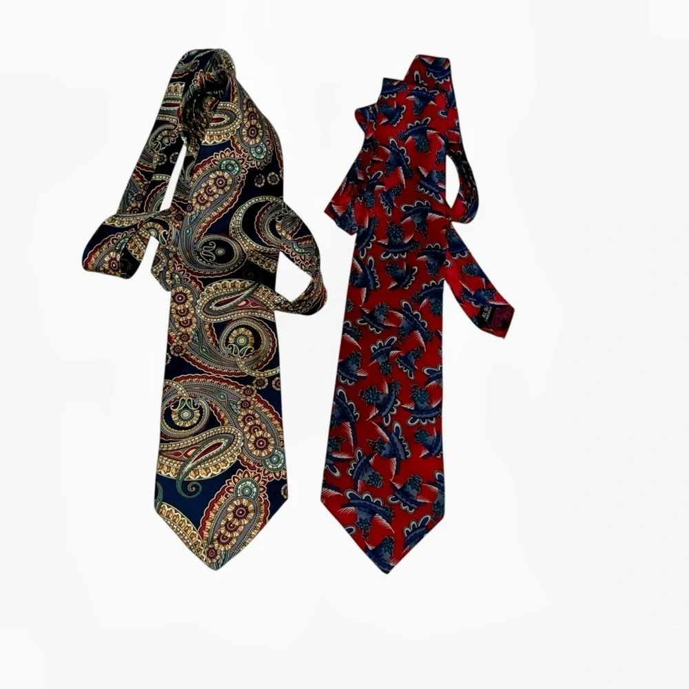 Christian Dior Made in USA  Paisley Floral silk Ties lot vintage